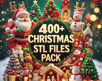400+ Weihnachts-STL-Dateien | Urlaub 3D Modelle Pack | Weihnachtsmann, Rentier, Ornamente, Geschenke, Dekoration | 3D-Druck Designs Sammlung
