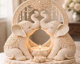 Elephant Candle Holder 3D Model STL | Decorative Elephant Tea Light Holder | Mandala Elephant Sculpture | Home Decor Statue | 3D Print