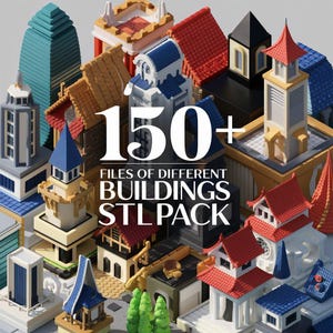 3D Building STL 150 + Design Mega Bundle / Grattacieli, case, paesaggi urbani e modelli architettonici per progetti di stampa 3D e design