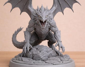 Dragon Monster 3D Model STL | Fantasy Winged Dragon Figurine | Detailed Mythical Creature Statue | Tabletop RPG Miniature | 3D Print File