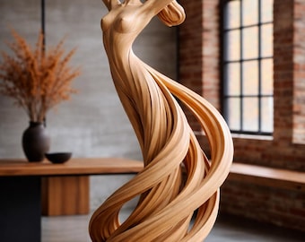 Abstract Flowing Dancer Woman Sculpture STL | 3D Printable Modern Art Figurine | Elegant Female Dance Model | Decorative Statue