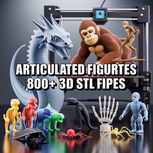 800+ Articulated Figures 3D STL Bundle | Flexible Print in Place Models for 3D Printing | Massive Movable Toy Collection