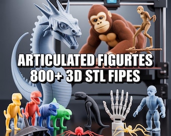 800+ Articulated Figures 3D STL Bundle | Flexible Print in Place Models for 3D Printing | Massive Movable Toy Collection