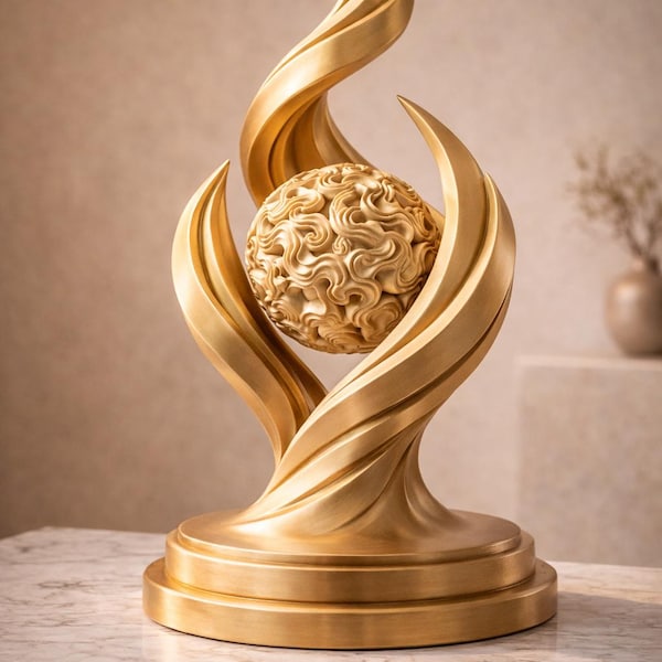 Abstrakt flamskulptur STL-fil | 3D-utskrivbar modern konstmodell | Dekorativ eldfigur | Direkt nedladdning