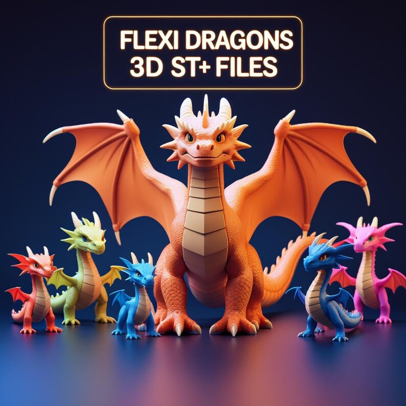 Flexi Dragon 30+ 3D STL Files Bundle | Articulated Flexible Dragon ...