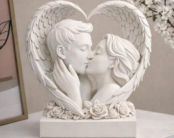 Romantic Angel Couple Statue STL | 3D Printable Angel Figurines | Love & Romance Sculpture | Decorative Pair Model | Instant Download