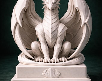 Majestic Dragon Statue 3D STL | Fantasy Dragon Sculpture Model | 3D Print Dragon Figurine | Mythical Creature Decor | Printable STL