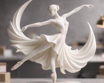 Ballerina Dance Statue 3D Model | Elegant Ballet Dancer Sculpture STL | Graceful Ballet Figurine | Decorative Art Sculpture | 3D Print File