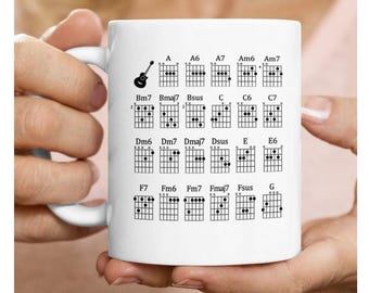 Gitarren-Chart-Becher, Gitarren-Akkord-Becher, Gitarristen-Geschenk, Gitarrist-Geschenk, Musik-Kaffeetasse, DAD-Gitarrenbecher, Gitarristen-Musik, Weihnachtsgeschenke