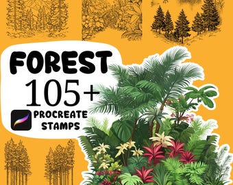 Procreate Forest Brushes  100+ Jungle Procreate Stamps   Procreate Nature  Leaves, Plants, Trees Landscape Procreate Forest Scenery View