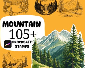 Procreate Berg Pinsel, 100+ Berg Procreate Stempel, Procreate Natur, Berglandschaft, Procreate Berglandschaft Ansicht Stempel