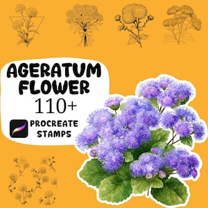 Procreate Flower Brushes | 110 + Ageratum Flower Procreate Stamps | Procreate Nature | Floral Procreate | Botanical | Bouquet | Wreath