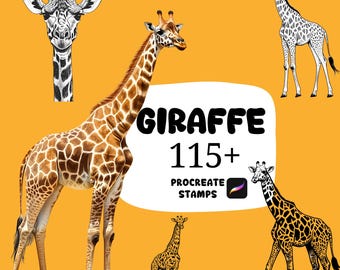 Procreate Animals Stamps | 115+ Giraffe Procreate Brushes | Animals Procreate Brushes | Giraffe | Wild Procreate | Wild Animals | Jungle