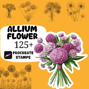 Procreate Flower Brushes | 125 + Allium Flower Procreate Stamps | Procreate Nature | Floral Procreate | Botanical | Bouquet | Wreath