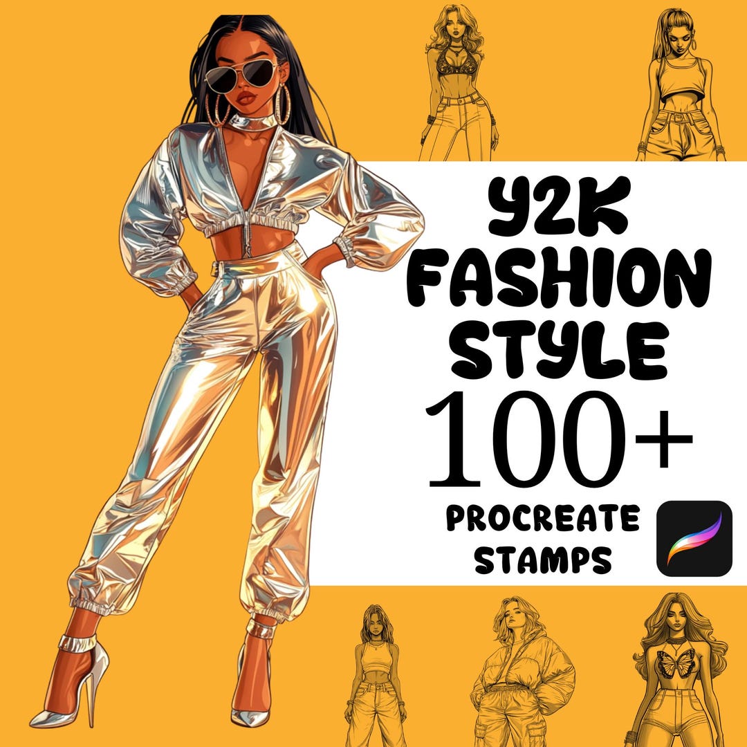 Procreate Fashion Brushes | 100+ Y2K Fashion Style Procreate Stamps ...