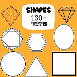 Pinceles de formas para Procreate, más de 130 pinceles de formas para Procreate: círculo, rectángulo, cuadrado, óvalo, hexágono, pentágono, triángulo. Arte digital para Procreate.