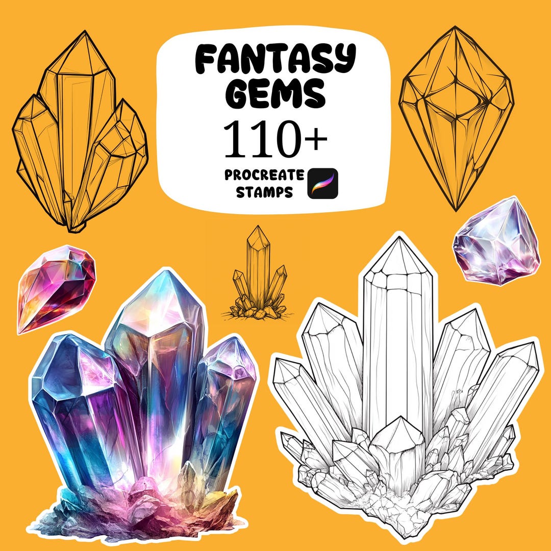 110+ Fantasy Gems Procreate Stamps, Procreate Fantasy Elements, Fantasy ...