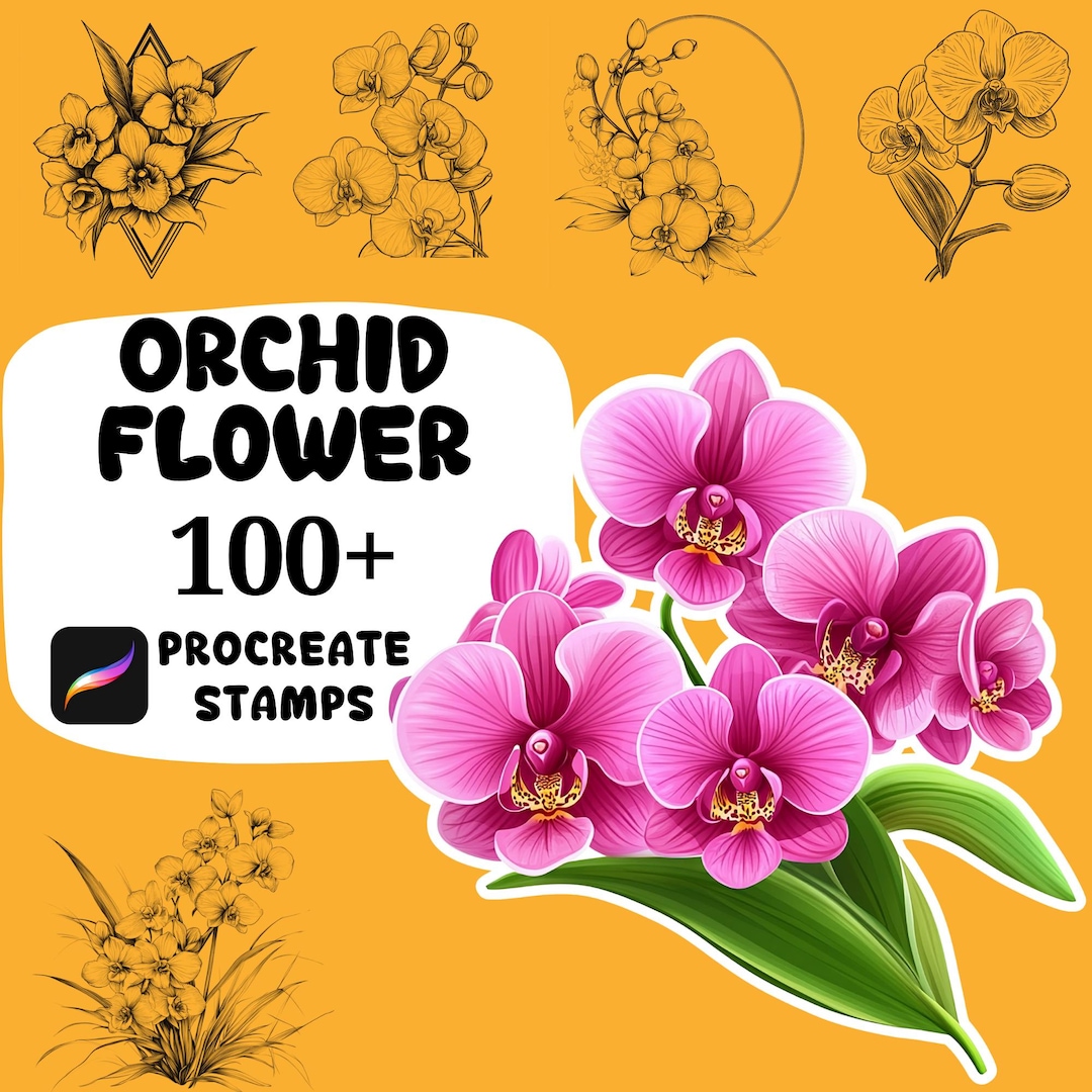 Procreate Flowers, 100+ Orchid Flowers Brushes, Procreate Stamp, Plants ...