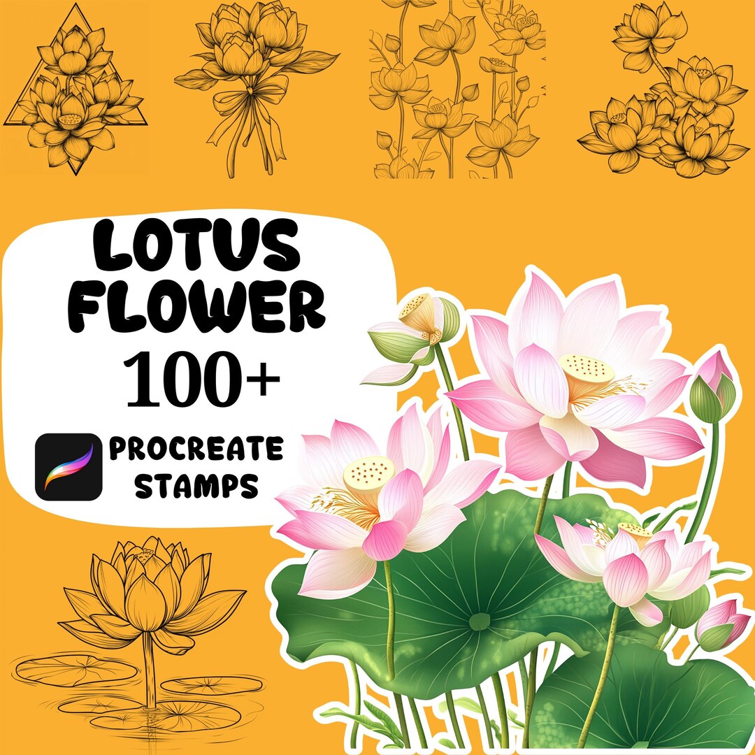 Procreate Flowers, 100+ Lotus Flowers Brushes, Procreate Stamp, Plants ...