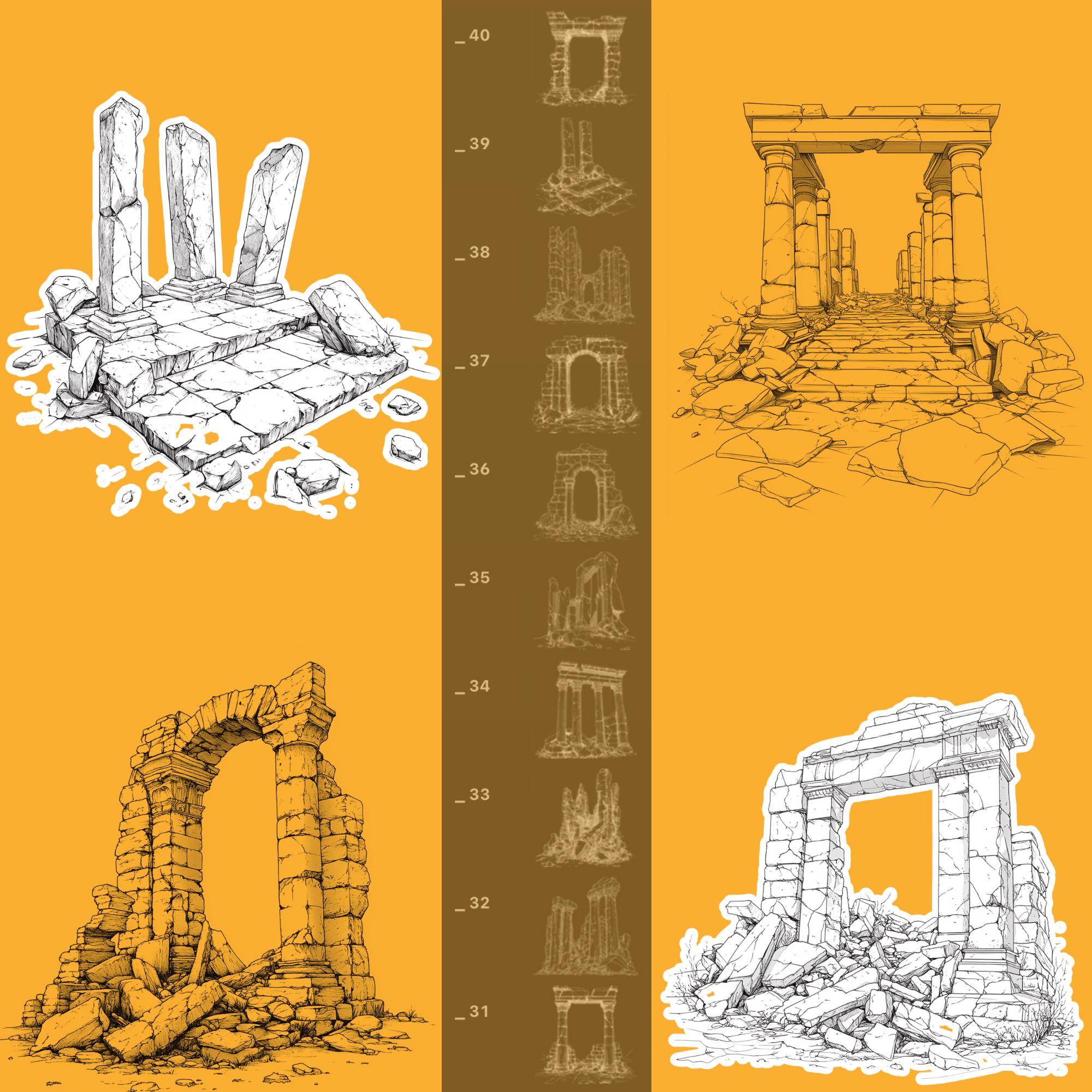 100+ Fantasy Ancient Ruin Procreate Stamp Set, Procreate Fantasy ...