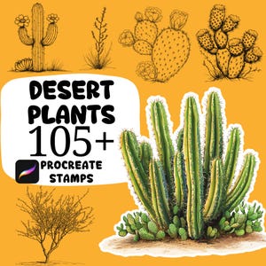 Procreate Plants Brushes | 100 + Desert Plants Procreate Stamps | Procreate Nature | Leaves, Plants, Procreate| Botanical Procreate | Forest