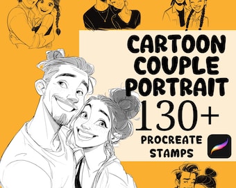 Pinceles para retratos de parejas de dibujos animados en Procreate / Más de 130 sellos para retratos de parejas de dibujos animados en Procreate / Personajes humanos en Procreate / Personajes en Procreate / Cuerpos en Procreate