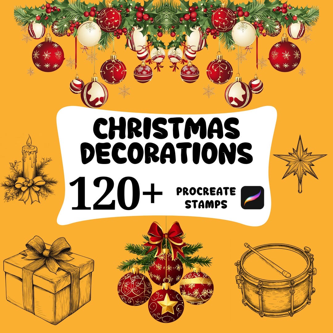 120+ Christmas Decorations Stamps | Procreate Christmas, Santa ...