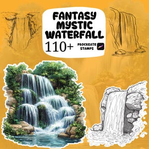110+ Fantasy Mystic Waterfall Procreate Stamps, Procreate Fantasy Elements,  Fantasy Creatures, Enchanted Objects, Fantasy Icons, Whimsical