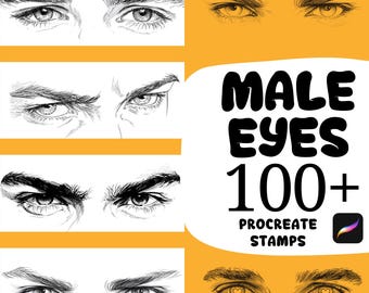 Procreate Manliga Ögonpenslar | 100+ Manliga Ögon Ögon Procreate Stämplar | Procreate Människa | Karaktärer | Procreate Kropp | Människa | Procreate