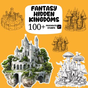 100+ Fantasy Hidden Kingdoms Procreate Stamps, Procreate Fantasy Elements, Fantasy Creatures, Enchanted Objects, Fantasy Wild Animals