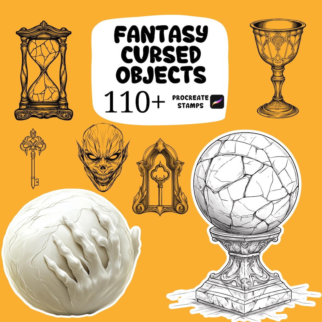 110+ Fantasy Cursed Objects Procreate Stamps, Procreate Fantasy ...