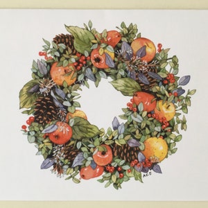 Ensemble de cartes de couronne de vacances, cartes de voeux aquarelle de vacances, ensemble de cartes de couronne de Noël, cartes de correspondance de couronne Della Robbia, cadeau de vacances