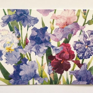 Cartes de correspondance iris, fleurs d'iris, papeterie aquarelle iris, ensemble de cartes iris, cadeau de fête des mères, cadeau de remerciement, carte de sympathie, cadeau de vacances