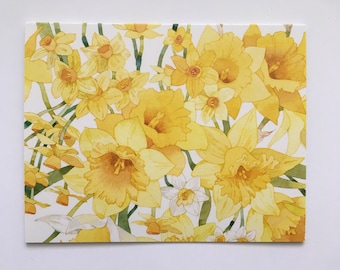 Daffodil note cards, Watercolor daffodils note cards, spring daffodil card set, floral stationery, Thank you gift, Mother's Day, Holiday