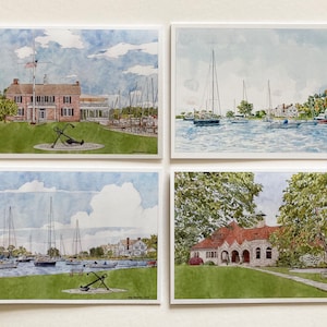 Assorted Southport CT note cards, Watercolor note card set, stationery set, Southport CT cards, Coastal CT note cards, Nautical note cards image 1