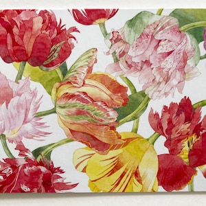 Tulip note cards, red tulip flowers, Watercolor Tulips note cards, Floral stationery, Floral note cards, Tulips card set, holiday gift