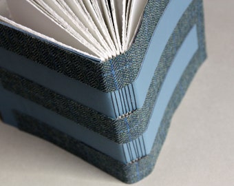 Tweed and Leather Journal in Blue