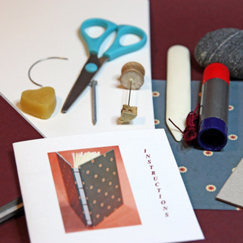 Bookbinding Kit Coptic Book Blue With a Little Pink Etsy