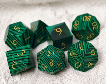 Emerald Malachite Style Dice – Polyhedral DnD Dice Set or Single Dice – Green Crystal RPG Dice for Dungeons & Dragons Tabletop Gaming