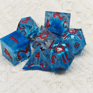 Blue ocean Resin Dice Set, Handmade Sharp Edge Resin Dice for DnD, TTRPG, RPG, Dungeons and Dragons,Resin dice, Easter Gift For Boy