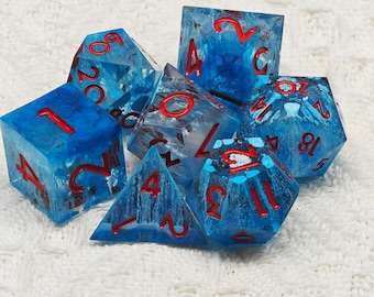 Blue ocean Resin Dice Set, Handmade Sharp Edge Resin Dice for DnD, TTRPG, RPG, Dungeons and Dragons,Resin dice, Easter Gift For Boy