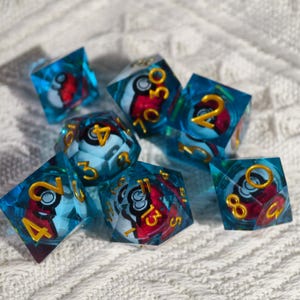 Magic Pet Bag Liquid Core Dice Set for Role Playing Games, Galaxy Dungeons and Dragons Dice Set for Gifts, RPG Liquid Core D&D Dice Set Blue