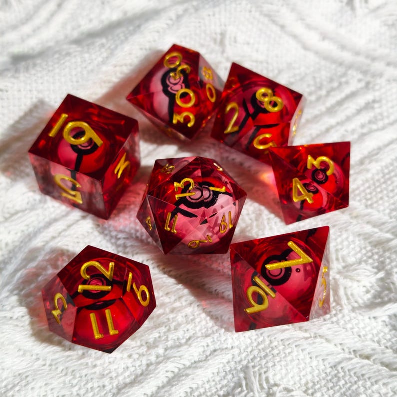 Magic Pet Bag Liquid Core Dice Set for Role Playing Games, Galaxy Dungeons and Dragons Dice Set for Gifts, RPG Liquid Core D&D Dice Set Red