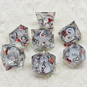 DnD Liquid Core Dice for Role Playing Games, Sharp Edge Resin Dice for Dungeons and Dragons, D+D Dice Set, Christmas Gifts