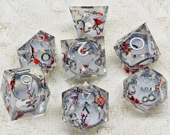 DnD Liquid Core Dice for Role Playing Games, Sharp Edge Resin Dice for Dungeons and Dragons, D+D Dice Set, Christmas Gifts
