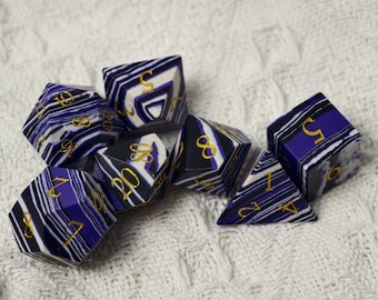 Purple Agate Style Dice – Polyhedral DnD Dice Set or Single Dice – Gemstone RPG Dice for Dungeons & Dragons Tabletop Gaming
