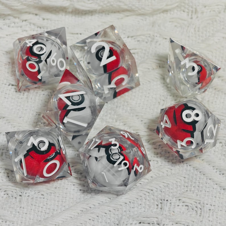 Magic Pet Bag Liquid Core Dice Set for Role Playing Games, Galaxy Dungeons and Dragons Dice Set for Gifts, RPG Liquid Core D&D Dice Set Crystal