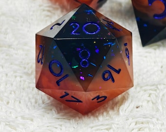 Galaxy Resin Dice Set, Sharp Edge Set, Polyhedral Dice, Dungeons and Dragons, Baldur's Gate, DnD Dice, DnD Dice Set