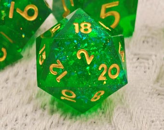 Enchanted Grove Emerald Green Holographic DND Dice Set
