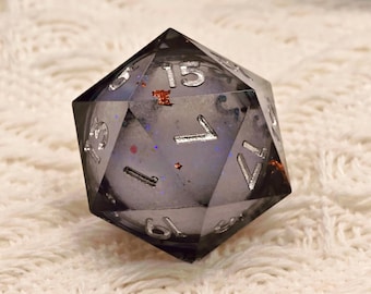 Nebula Shadow Liquid Core Dice Set | Gray-Copper Galaxy Resin DnD Dice | Handcrafted Space-Themed Dice Set